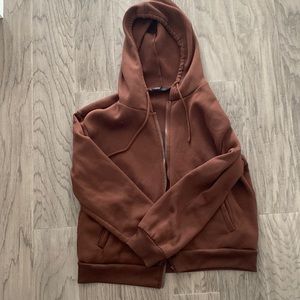 SHEIN brown sweater hoodie zip-up.